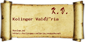 Kolinger Valéria névjegykártya